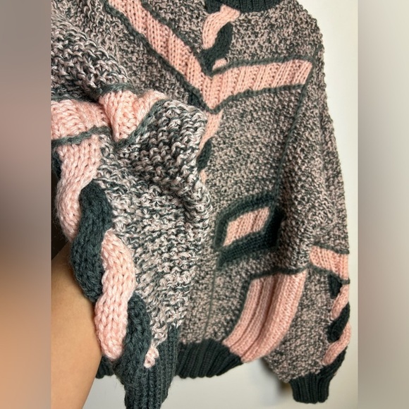 Index VTG 3D Pullover Sweater M Cable Chunky Knit Pink Multicolor OversizeBarbie - Picture 5 of 12